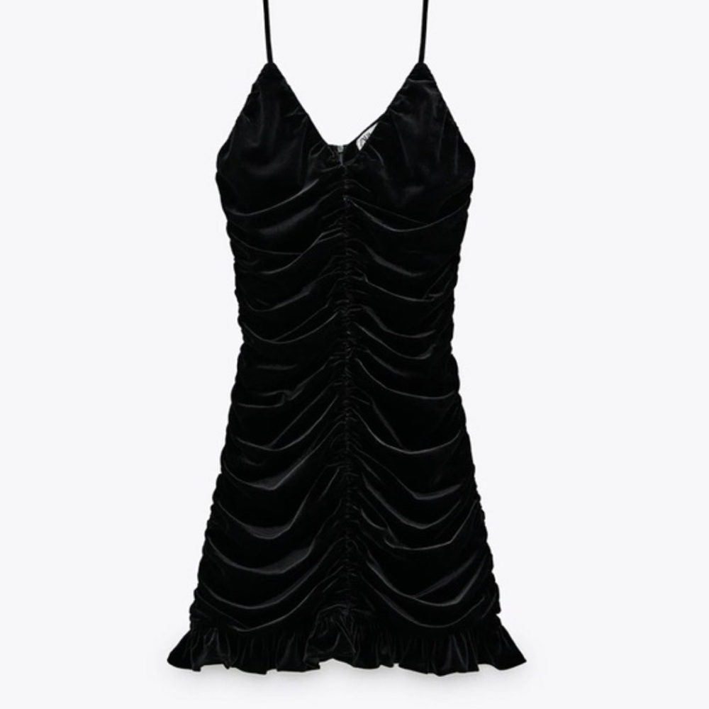 Zara velvet ruched mini dress